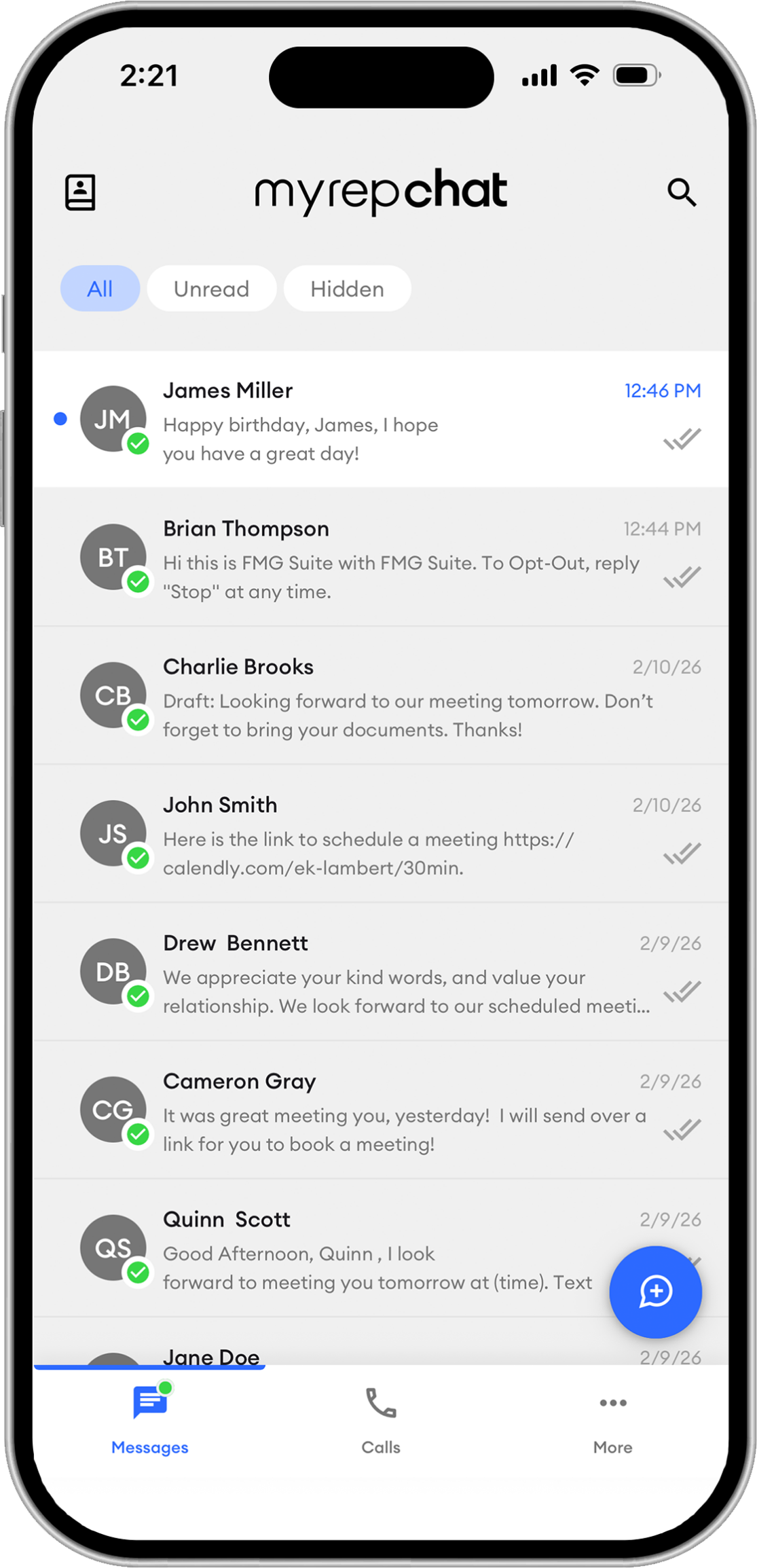 MyRepChat conversation list